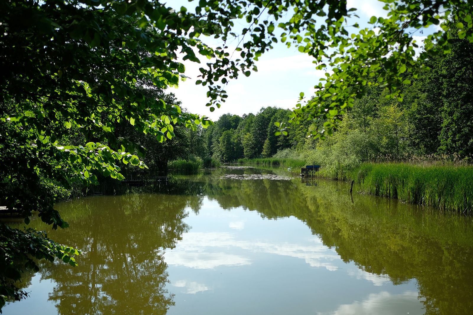 Die Mühle Tornow liegt an einem idyllischen Fließ; hier können die Kanus bequem zu Wasser gelassen werden