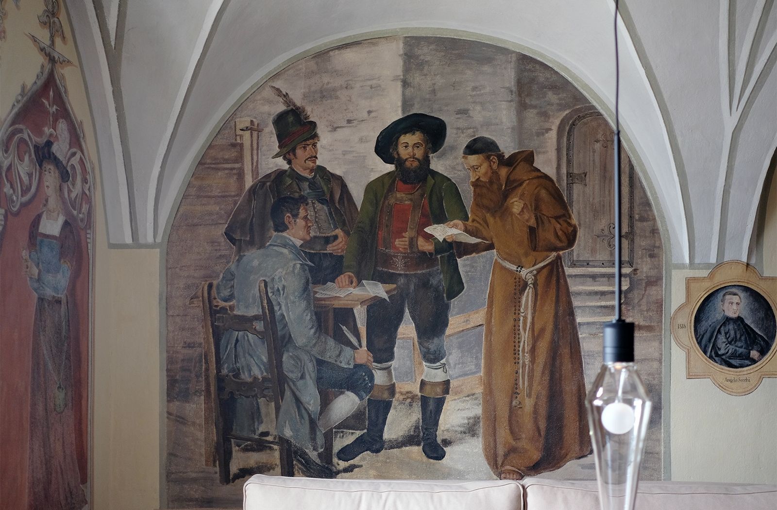 Bei der Renovierung freigelegte Wandgemälde im alten Ansitz Maurn im Südtiroler Pustertal