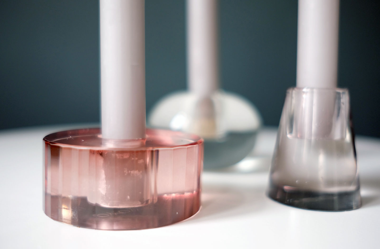 Nordic Candleholder in Aubergine, Smoked Ash & White